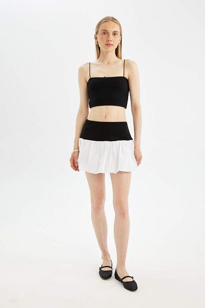 DeFacto High Waist and Cotton Lined Cool Balloon Fit Mini Skirt - D1329AX24SM