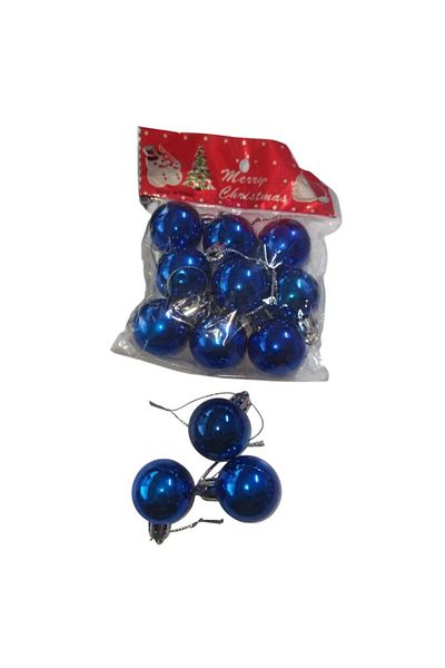 partidolu Navy Blue Colored Christmas Pine Tree Ornament 3 cm Cute Ball 12 Pieces