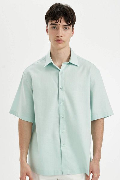 DeFacto Relax Fit Summer Basic Plain Short Sleeve Shirt C4316Ax24Sm