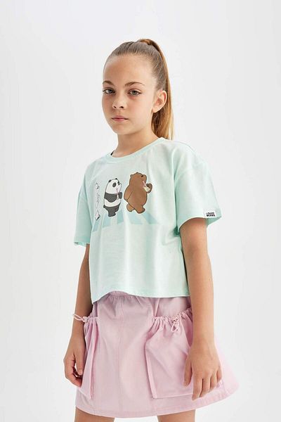 DeFacto We Bare Bears Girl's T-shirt - Crew Neck, Short Sleeve C2630A824SM