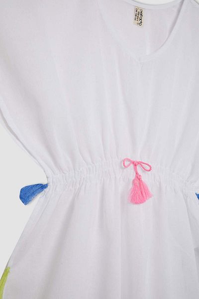 DeFacto Kimono de plajă cu ciucuri pentru fete C0331A824SM