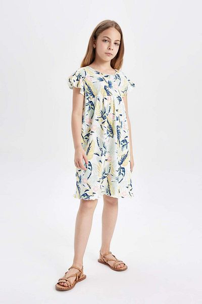 DeFacto Patterned Short Sleeve Girl's Dress - C8491A824SM