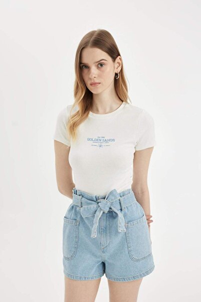 DeFacto Paperbag Yüksek Bel Jean Şort C2445AX24HS