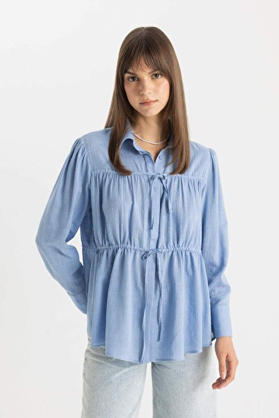 DeFacto قميص تونيك مريح بأكمام طويلة - D1850AX24SM