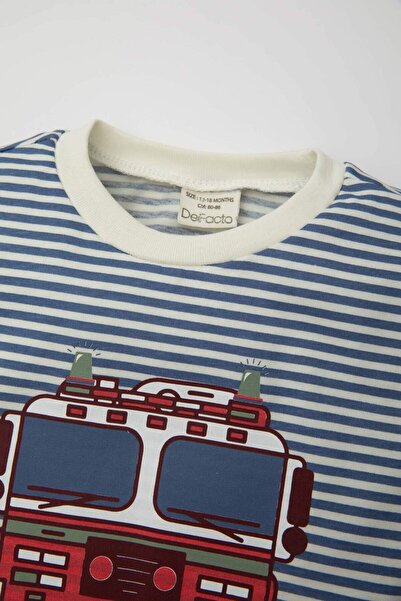 DeFacto Baby Boy Crew Neck Vehicle Printed Short Sleeve T-Shirt C7782A524Sm