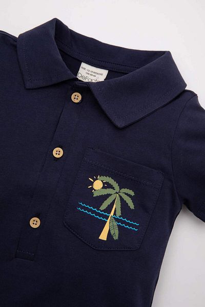 DeFacto Palm Print Short Sleeve Jumpsuit for Baby Boy - C5916A524SM