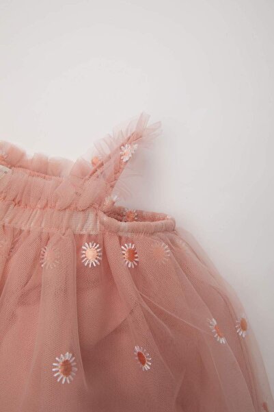 DeFacto Tylové šaty bez rukávů s květinovým potiskem pro holčičku - C7179A524SM