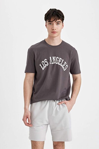 DeFacto 100% Cotton Regular Fit Crew Neck Printed Short Sleeve T-Shirt C2487Ax24Sm