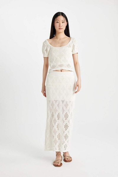 DeFacto Lined Knitwear Crochet Maxi Skirt C1394Ax24Sm
