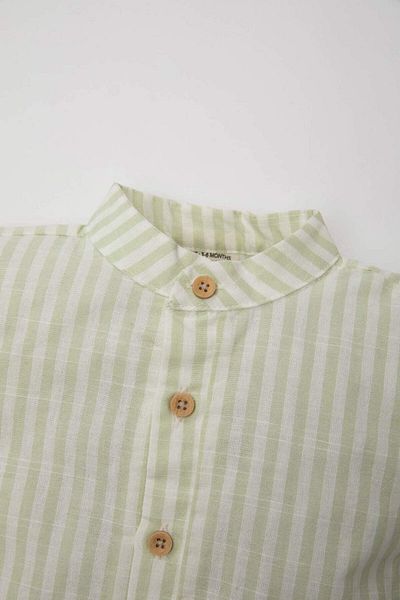 DeFacto Baby Boy Newborn 2-Piece Set Button-Down Collar Striped Short Sleeve Snap Fastener Body Socks C5182A524Sm