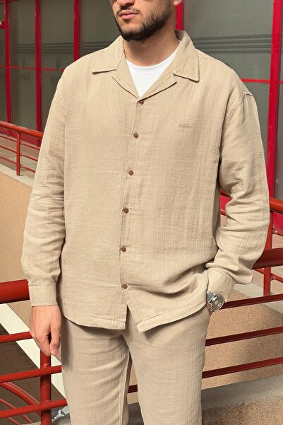 inpool Απασικός γιακάς, ύφασμα μουσελίνας, καλοκαίρι και άνοιξη, αναπνεύσιμο, 100% βαμβάκι, πουκάμισο υπερμεγέθη G11