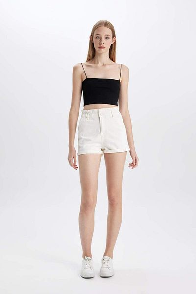 DeFacto Paperbag High Waist Folded Leg Jean Shorts C2434Ax24Hs