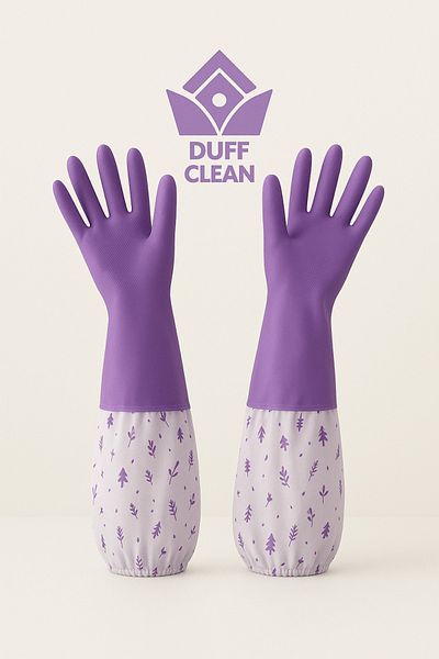 DUFF CLEAN قفازات غسيل الأطباق الساخنة القياسية مقاس L، قفازات منزلية مقاومة للماء لتنظيف الغبار المائي