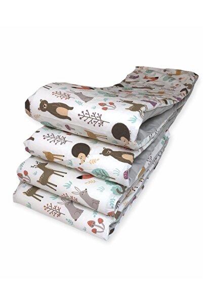 Bebek Özel Baby Kids Crib Edge Protection 90x190 For Montessori (4 Pieces) Nature Gray Patterned