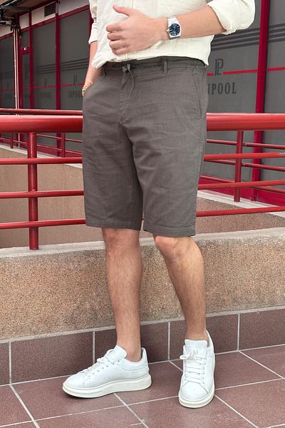 inpool Men's Old Money Culture Waist Lace-up Cotton Linen Shorts - Regular Fit 24INP284