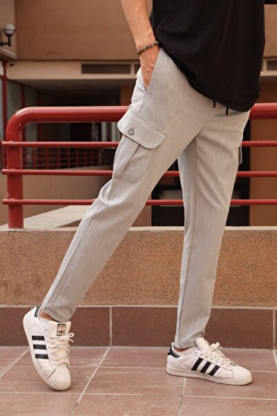 inpool Чоловічі штани з полівіскону - на талії шнурівка, кишені-карго, прямий крій 24INP242