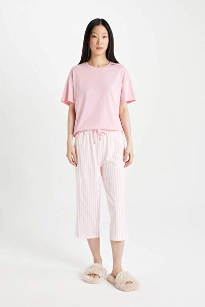 DeFacto Fall in Love Kısa Kollu Kapri Pijama Takım D0952AX24SM