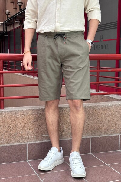 inpool Elastic Waist-laced, Regular Fit, Summer, Old Money Culture, Linen (linen), Woven shorts