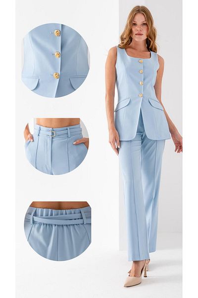 VUNTAL Metal Buttoned Vest Double Suit