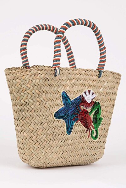 DeFacto Kadın Deniz Kabuğu Desenli Hasır El Çantası B9047AXNS