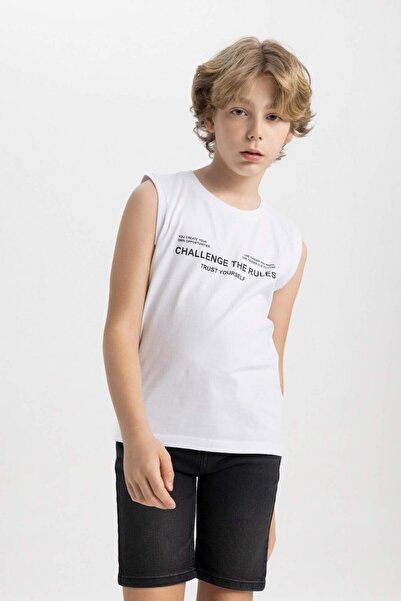 DeFacto Boy's Printed Crew Neck Tank Top - B6161A824HS