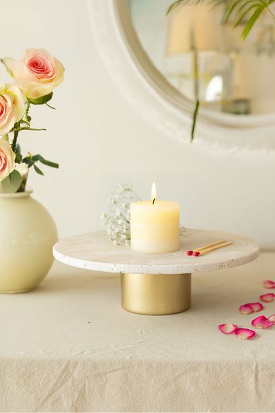 Akayev Travertine 25 cm Metal Leg Presentation Stand
