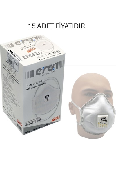 VATAN TRAFİK MALZEMELERİ Era Toz Maskesi 6210 Ventilli Konik Ffp2 V Nr D 15 L...
