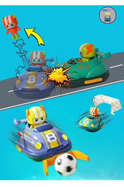 Boratila Toys 2.4ghz 2 Araç Çarpınca Düşen Figürlü Uzaktan Kumandalı Şarjlı Müzikli Işıklı Çarpışan Arabalar