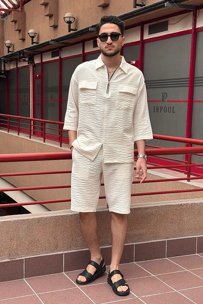 inpool Seersucker Woven Summer Oversize Zippered G12-297 Color Set
