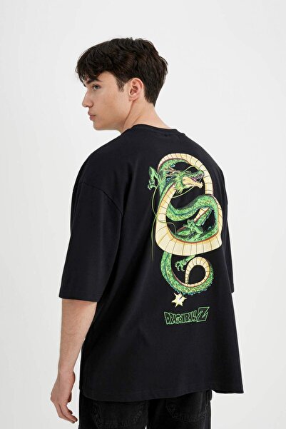 DeFacto Tricou cu mânecă scurtă Dragon Ball Loose Fit Crew Gât cu spate imprimat B8109AX24SM