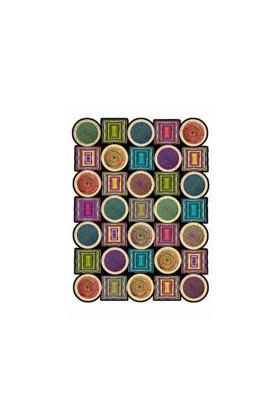 Decomia Home Dijital Kaymaz Yıkanabilir Renkli Modern Salon Halısı Mutfak Halısı Yolluk