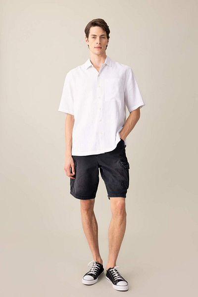 DeFacto 100% Cotton Cargo Fit Jean Bermuda Shorts C1513Ax24Sm