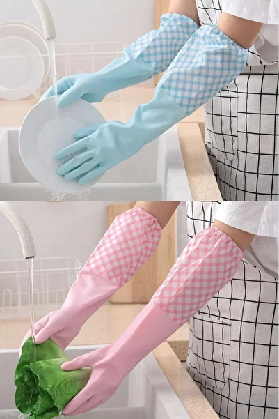 DUFF CLEAN Standard L Size Hot Dishwashing Gloves Durable Waterproof Household Gloves Water Dust Stop Cleaning
