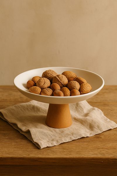 Akayev Porcelain Wooden Leg 25 cm Presentation Bowl Fruit Bowl