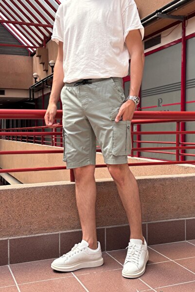 inpool Men'S, Elastic Waist, Cargo Pocket, Lace-Up, Back Pocket Flap Shorts 283