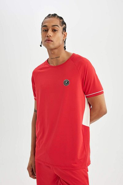 DeFacto DeFactoFit Standard Fit Crew Neck Printed Heavy Fabric Short Sleeve Sportswear T-shirt D1007AX24SM