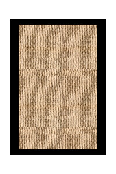 Decomia Home Dijital Kaymaz Yıkanabilir Jüt Görünümlü Siyah Çerçeveli Salon Halısı Mutfak Halısı Yolluk