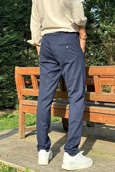 inpool Erkek, Beli lastikli, diagonel kumaş, old money culture, duble paça, regular fit pantolon 24INP291