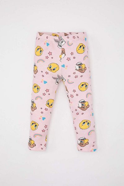 DeFacto Looney Tunes Baby Girl Pajamas Set - Ribbed Camisole, Crew Neck, Short Sleeve, Top Elastic, Long Bottom