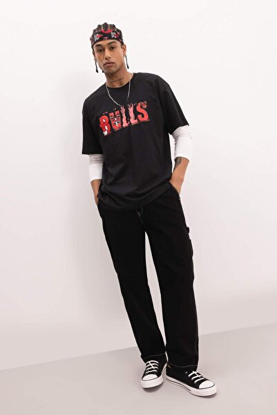 DeFacto Μπλουζάκι DeFactoFit NBA Chicago Bulls με κοντό μανίκι με λαιμόκοψη B9885AX24SM