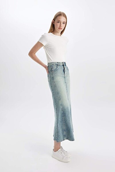 DeFacto Long Fit Jean Long Size Skirt C5534AX24SM