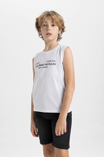DeFacto Boy's Printed Crew Neck Tank Top - B6161A824HS