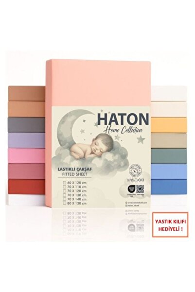 %100 Pamuklu Lastikli Bebek Çarşafı 70x120 Pudra Pembe | OEKO-TEX Sertifikalı, Terletmez, Kaymaz