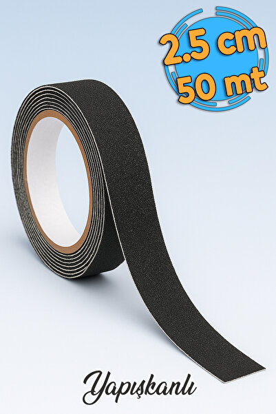 Badem10 Merdiven Zemin Kaydırmaz Bant (2.5 CM X 50 METRE) Yapışkanlı Kaymaz B...