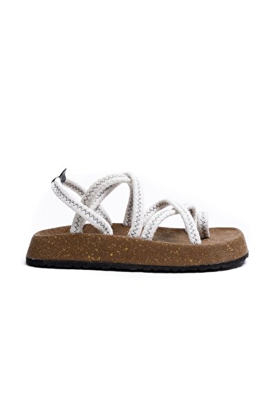 by selvi Lukka Shoes Enrico Beyaz Doğal Pamuk İp Halat Erkek Sandalet