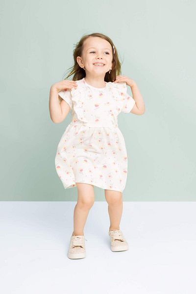 DeFacto Baby Girl Floral Short Sleeve Dress C5973A524SM
