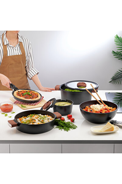 Schafer Σετ Μαντεμένια Μαγειρικά Σκεύη Matrix 8 τεμαχίων-Μαύρο