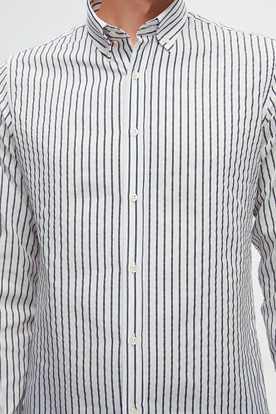 D'S Damat Πουκάμισο Ds Damat Slim Fit Ανοιχτό Μπλε ριγέ