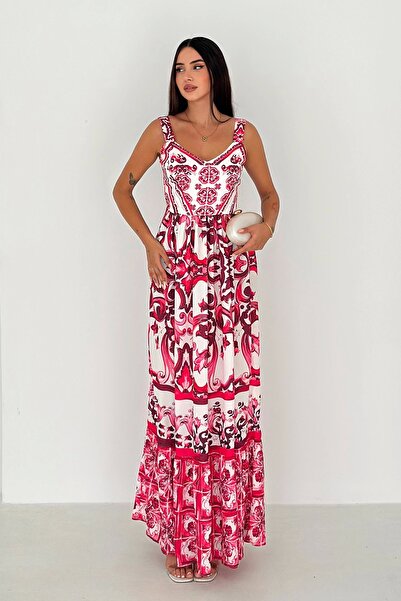 AsprinFashion Φόρεμα από ύφασμα κρεπ φούξια