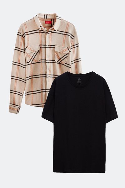 D'S Damat Ds Damat Regular Fit Brown Tshirt-Lumberjack Shirt